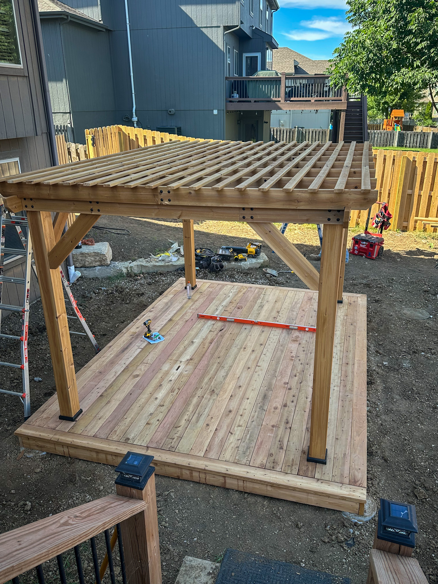Stand-alone Wood Deck with Pergola